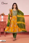 Zulfi By Deecee Rayon Foil Printed Embroidery Anarkali Kurtis Set